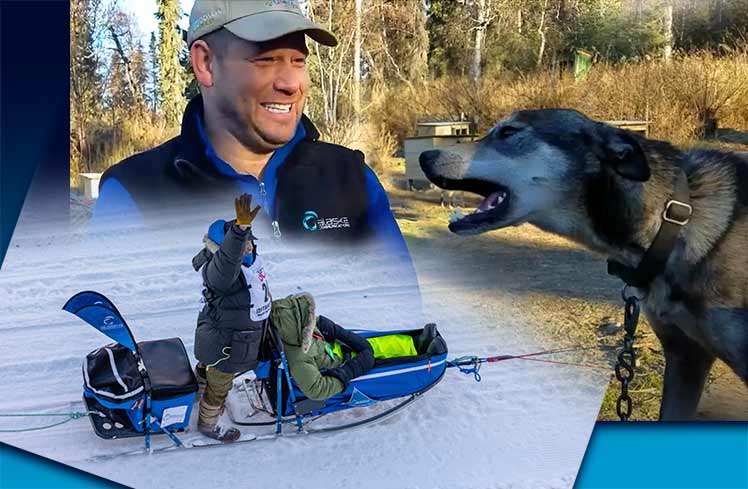 Ramey Smyth at his home and Willow and at the Iditarod Race race start