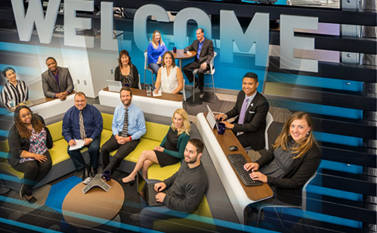 Professionals attend a meeting at the Business Technology Center