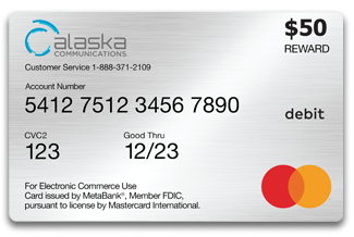 $50 Alaska Communications Prepaid Mastercard®